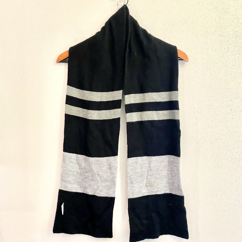 Black & Gray Striped 100% Acrylic Scarf‎